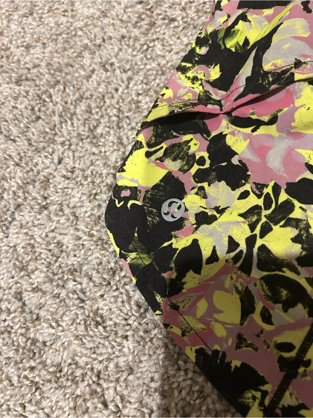 lululemon athletica Women's Pink, Yellow & Black Floral Running Shorts